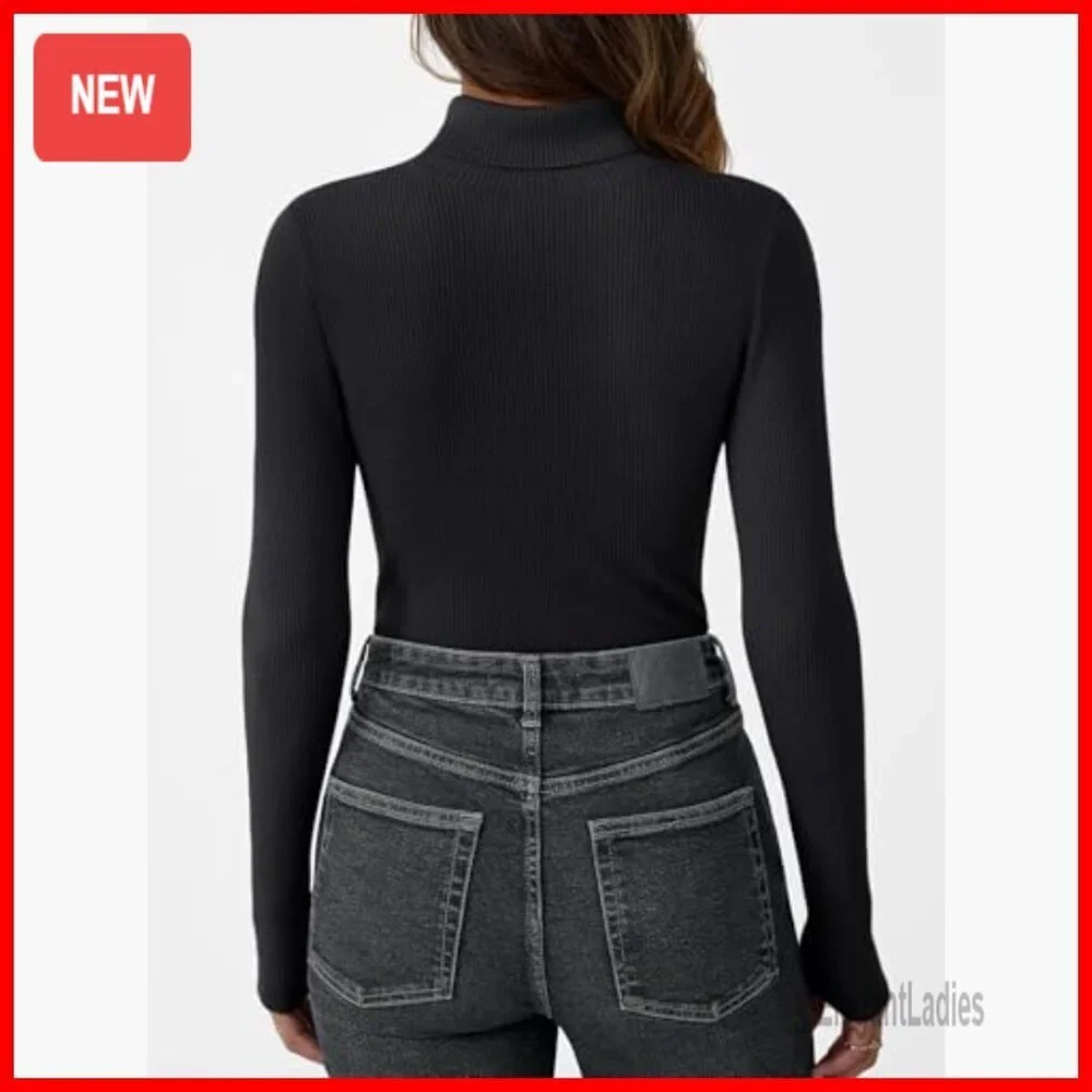 Ribbed Turtleneck Sweater Pullover Long Sleeve Winter Top